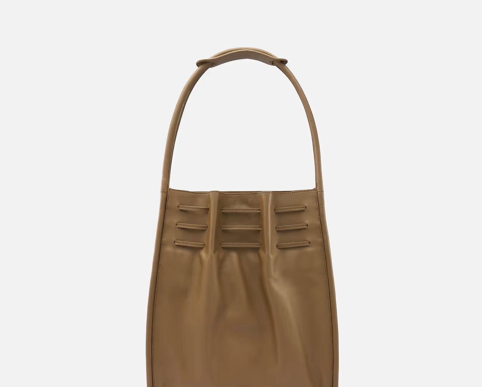 Palm Green Ruched Leather Shoulder Bag – Minimal Everyday Carry Bag