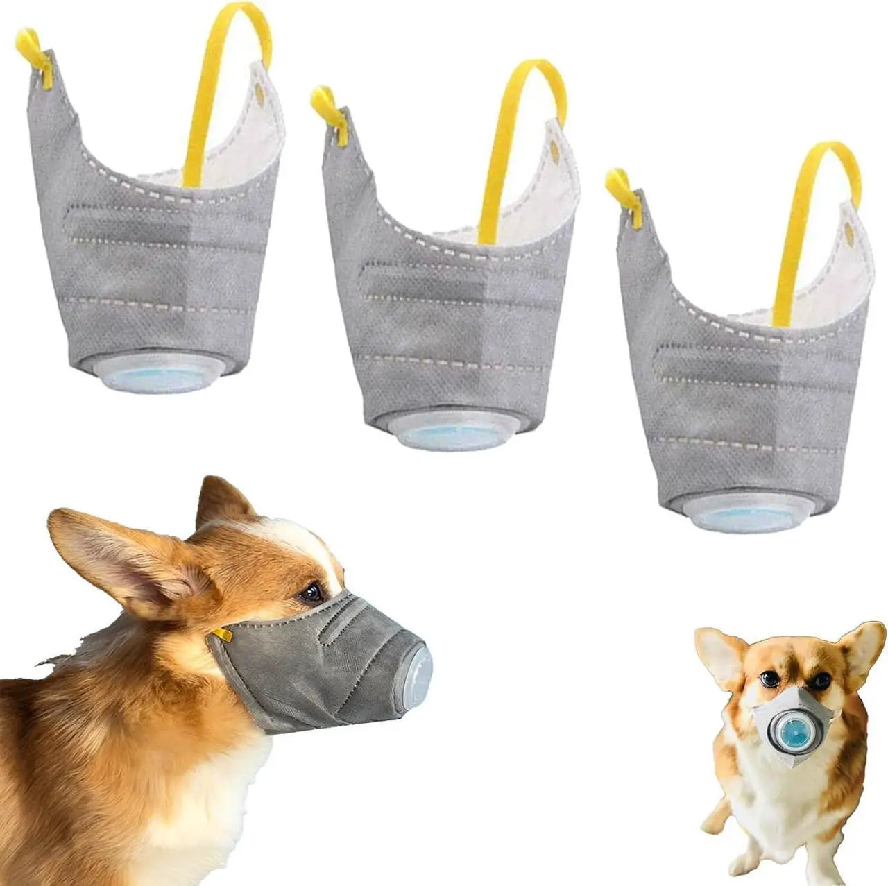 3 Pcs Adjustable Gas Mask for Dogs - Reusable