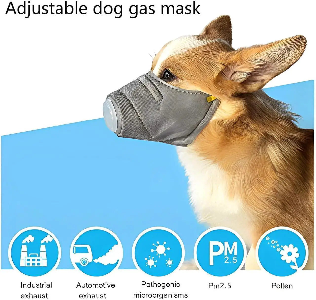 3 Pcs Adjustable Gas Mask for Dogs - Reusable