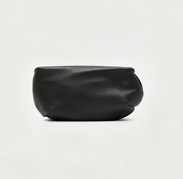 Black & Tan Soft Leather Mini Pouch Bag with Metal Ring - Minimal Daily Matching Small Bag