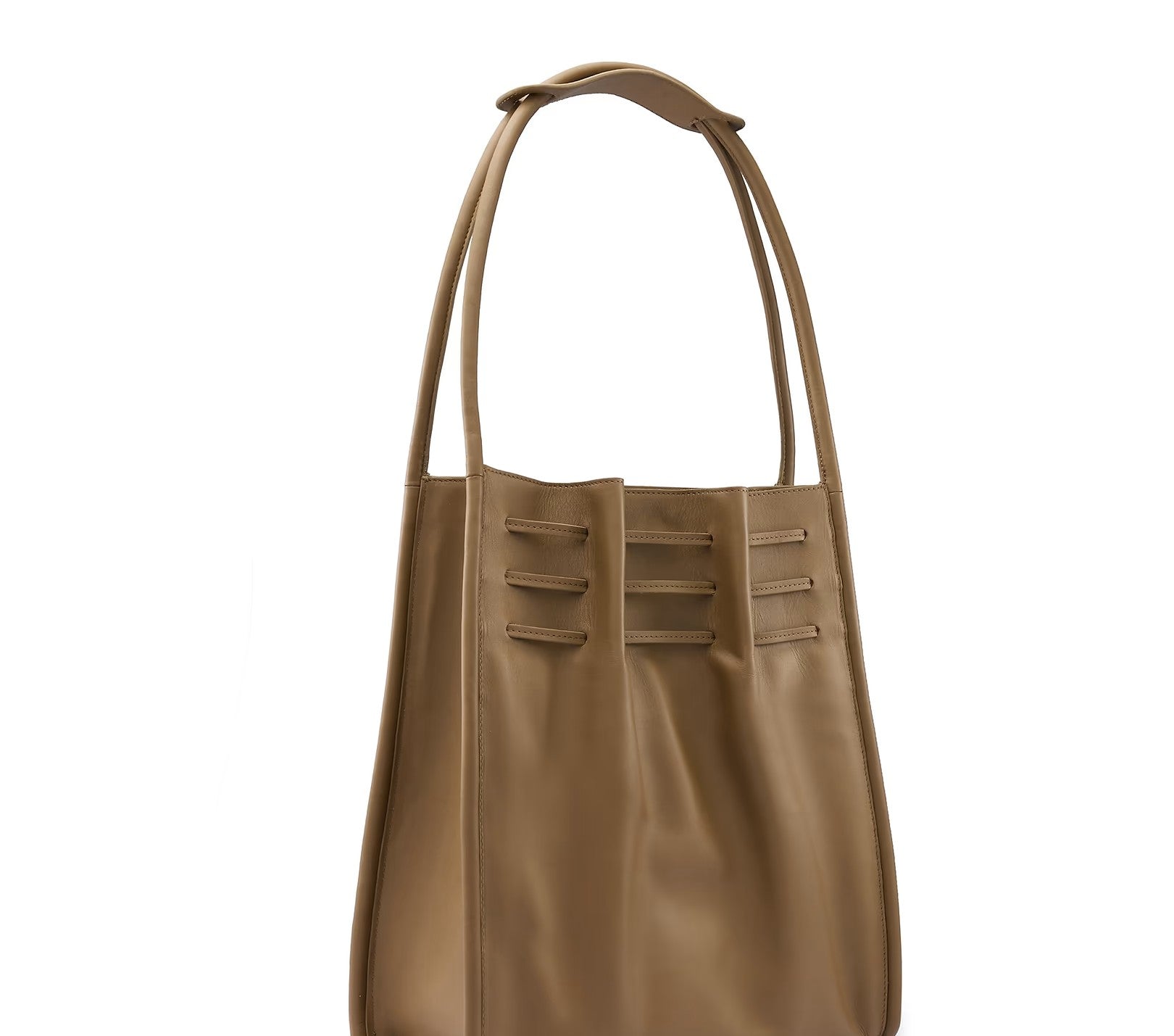 Palm Green Ruched Leather Shoulder Bag – Minimal Everyday Carry Bag