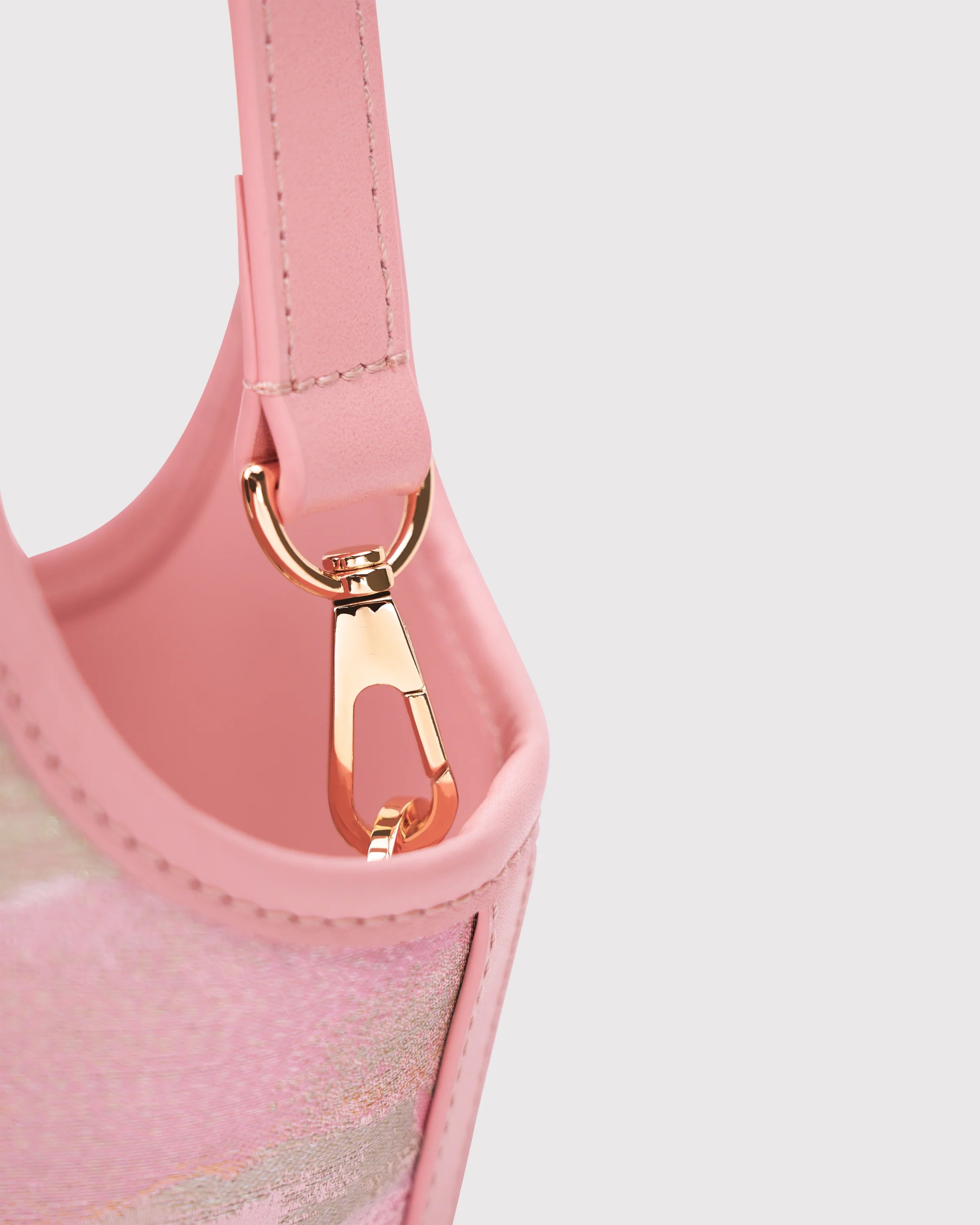 Soft Blush Pink Leather Handle Floral Tote Bag - Romantic Daily Matching Bag