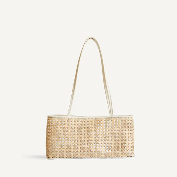 Multi-Color Leather Trim Woven Shoulder Bag - Vacation Daily Matching Hand Bag