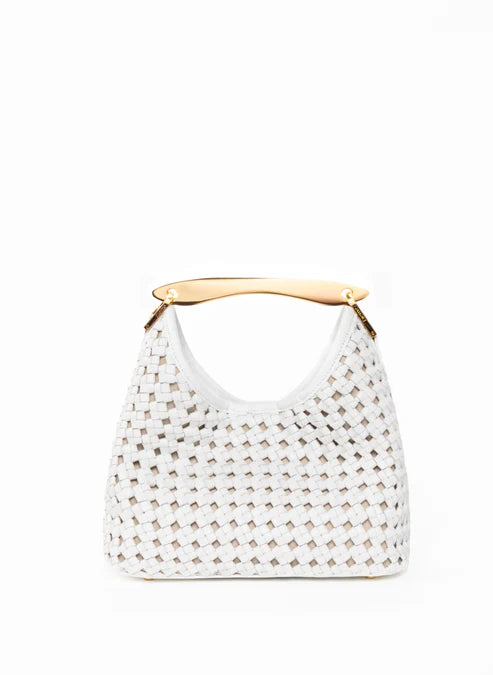 Woven Bag with Gold Metal Handle - Versatile Daily Matching Hand Bag
