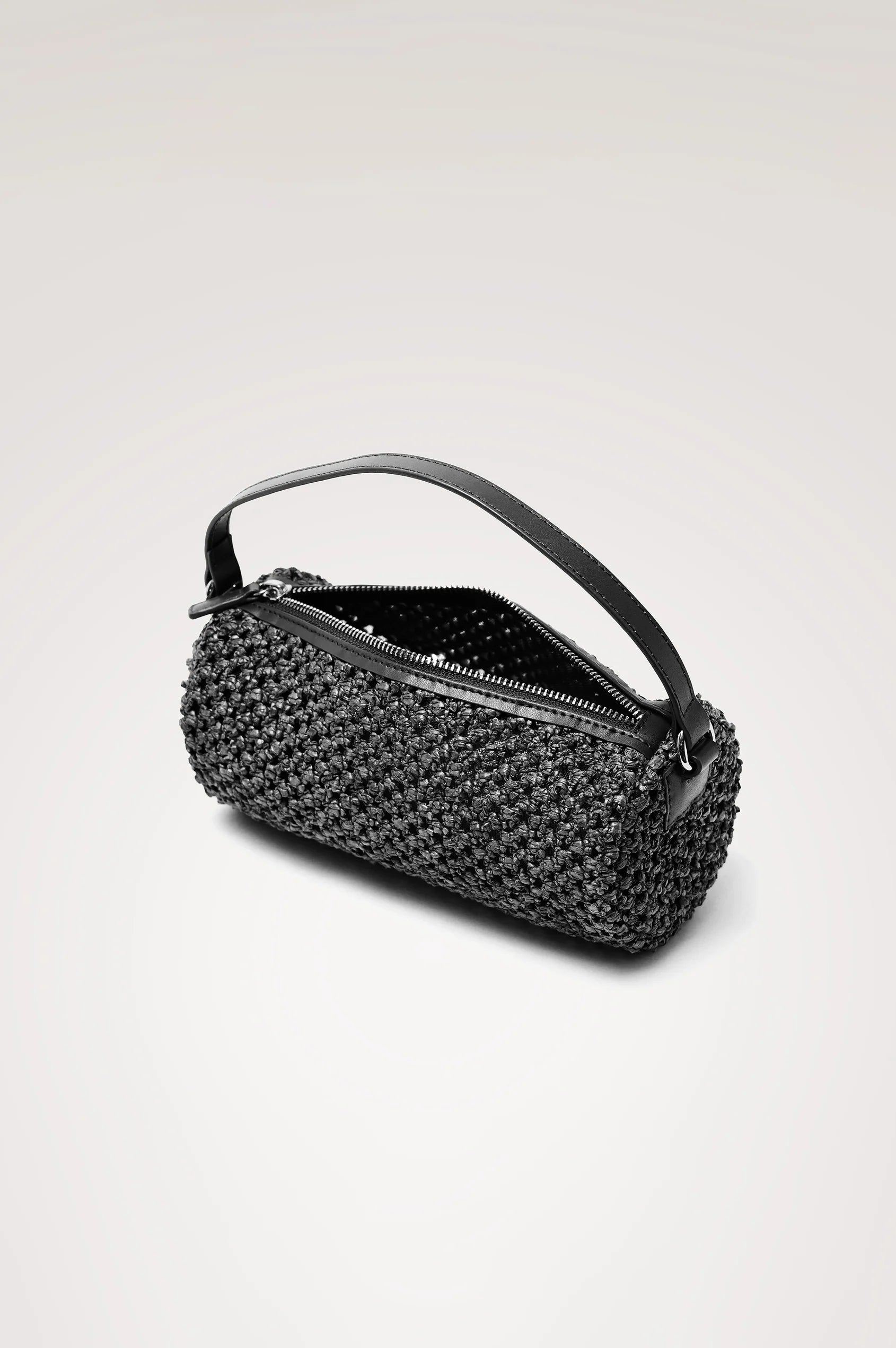 Black & Cognac Leather Strap Mini Barrel Bag - Casual Daily Matching Bag