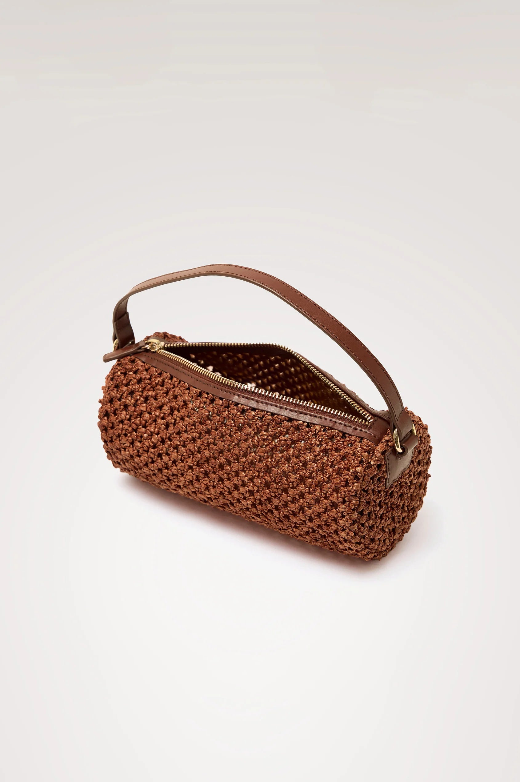 Black & Cognac Leather Strap Mini Barrel Bag - Casual Daily Matching Bag