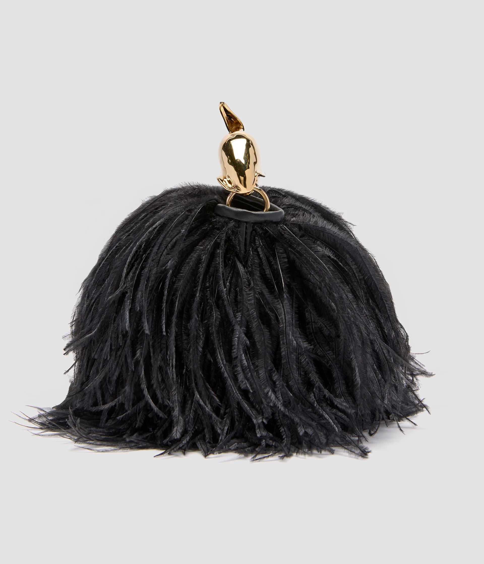 Black Leather Feather Mini Bag - Evening Crossbody