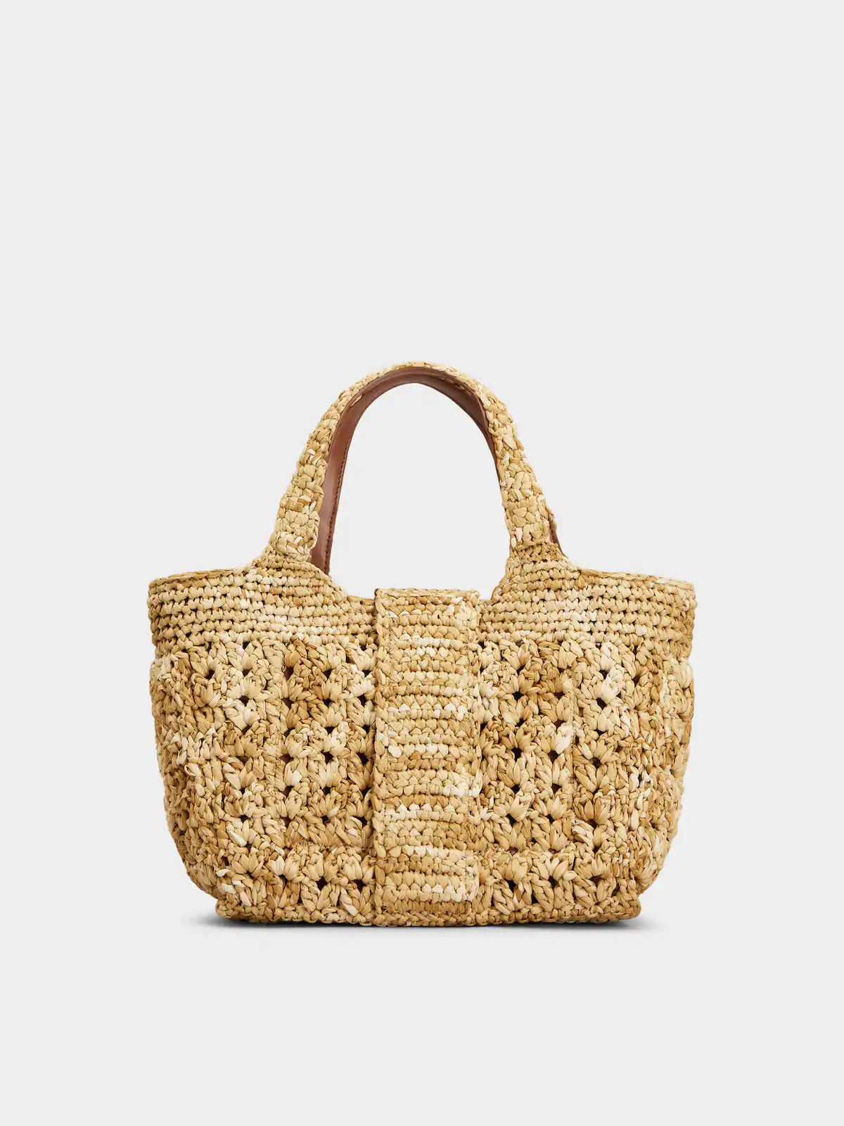 Light Beige Handle Woven Tote Bag - Elegant Daily Matching Bag