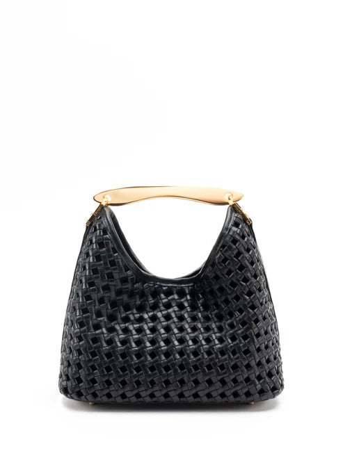 Woven Bag with Gold Metal Handle - Versatile Daily Matching Hand Bag