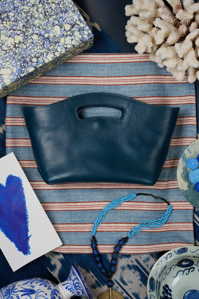 Multi-Color Leather Cut-out Handle Clutch Bag - Elegant Daily Hand Bag