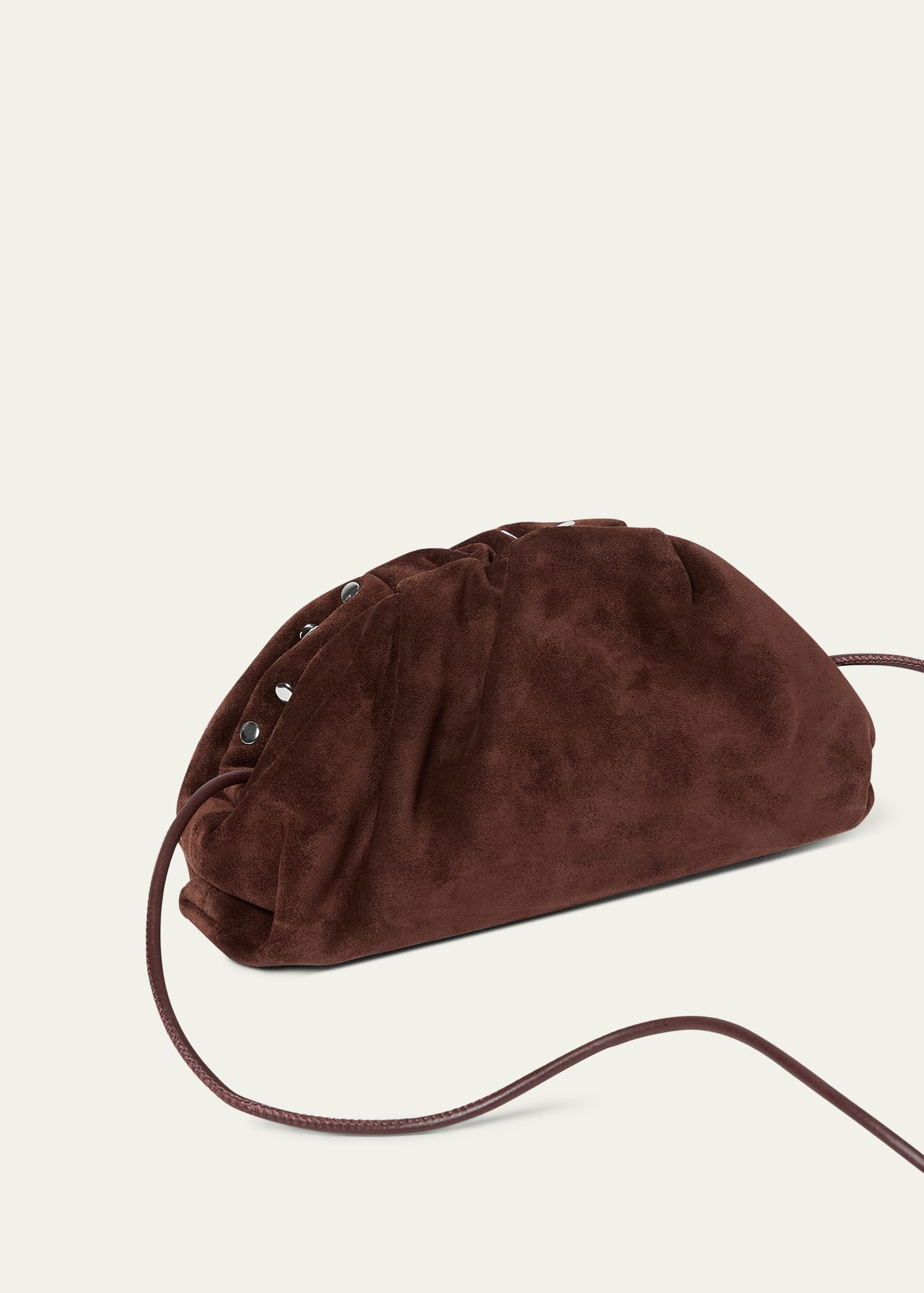 Dark Brown Rivet Embellished Ruched Hand Bag for Daily & Evening Wear
