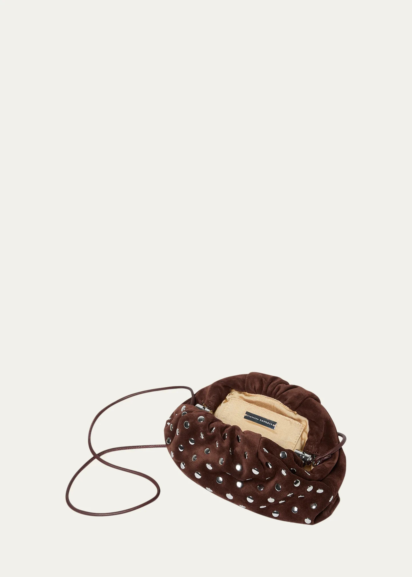 Dark Brown Rivet Embellished Ruched Hand Bag for Daily & Evening Wear