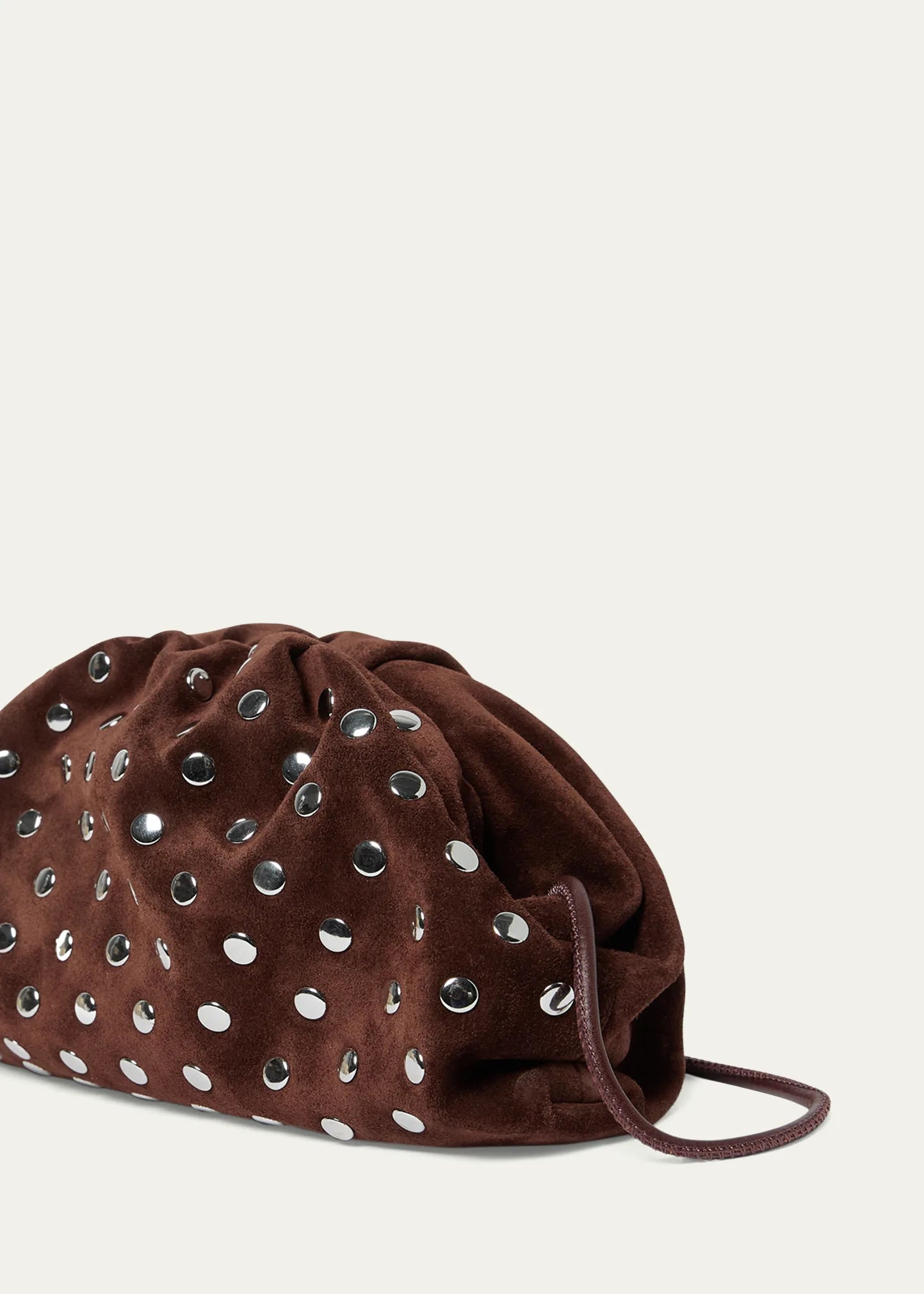 Dark Brown Rivet Embellished Ruched Hand Bag for Daily & Evening Wear
