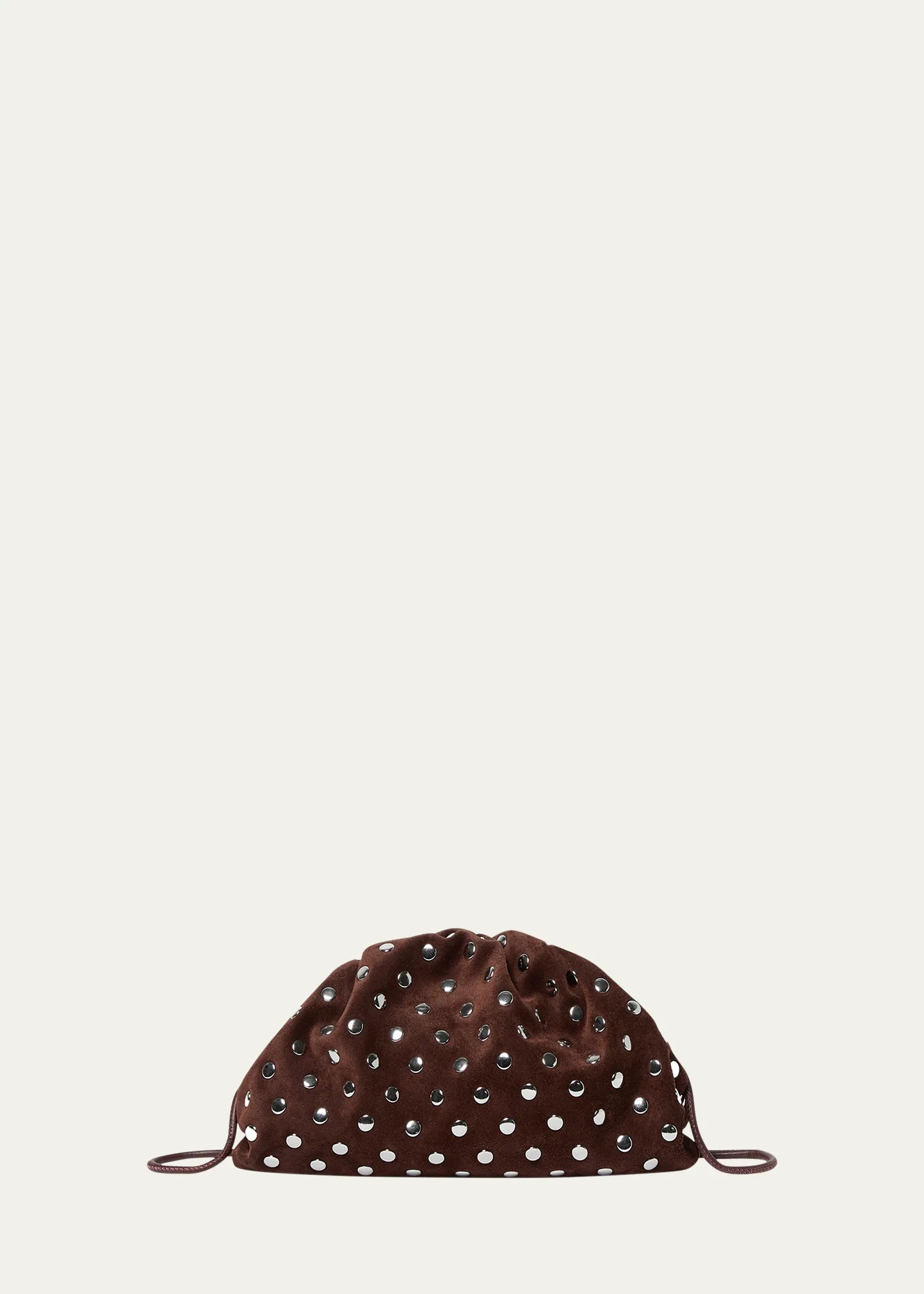 Dark Brown Rivet Embellished Ruched Hand Bag for Daily & Evening Wear