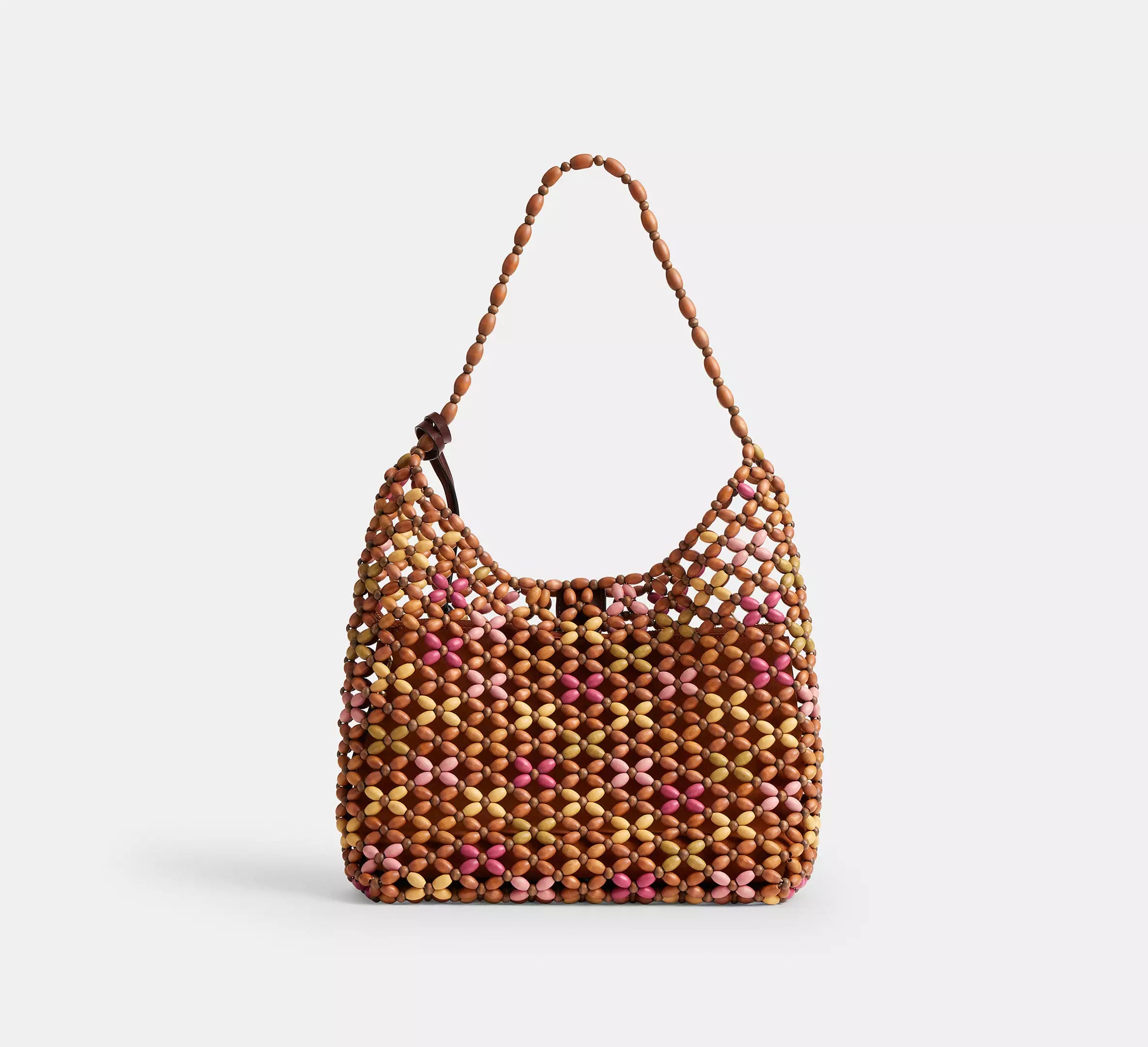 Multicolor Beaded Leather Tag Tote Bag - Summer Daily Matching Shoulder Bag