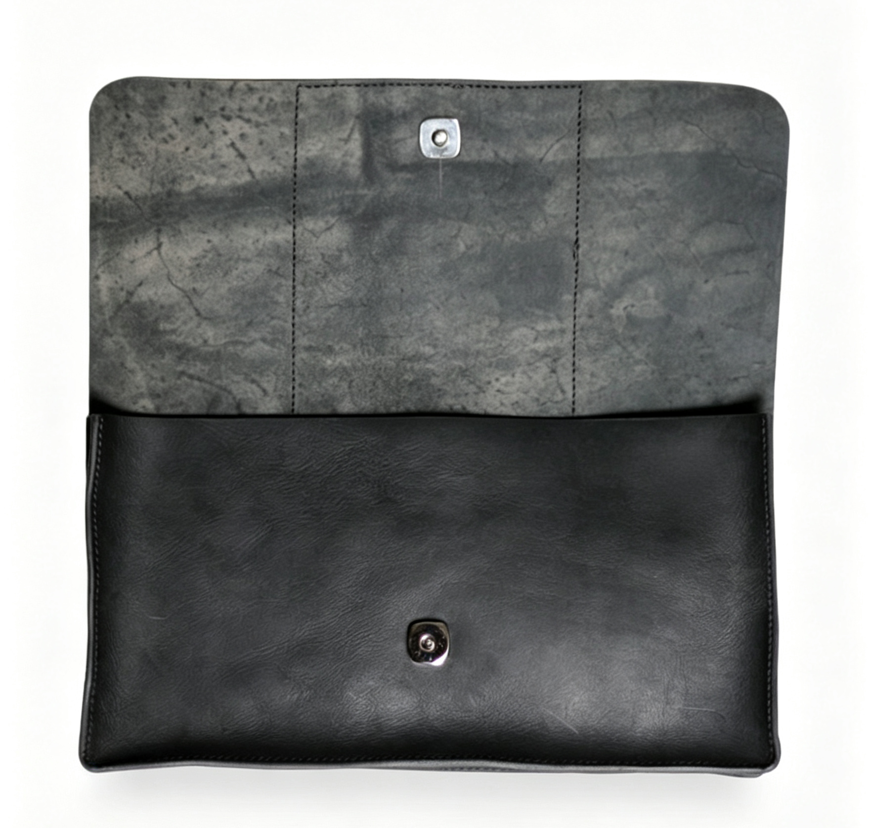 Matte Black Leather Rivet Hand Strap Clutch Bag - Edgy Daily Matching Hand Bag