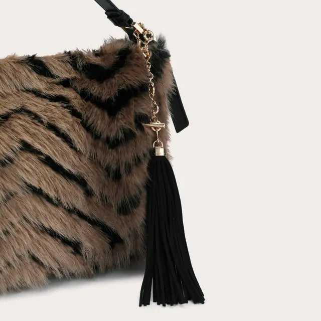Brown Tiger Stripe Shoulder Bag - Daily Carry Bag