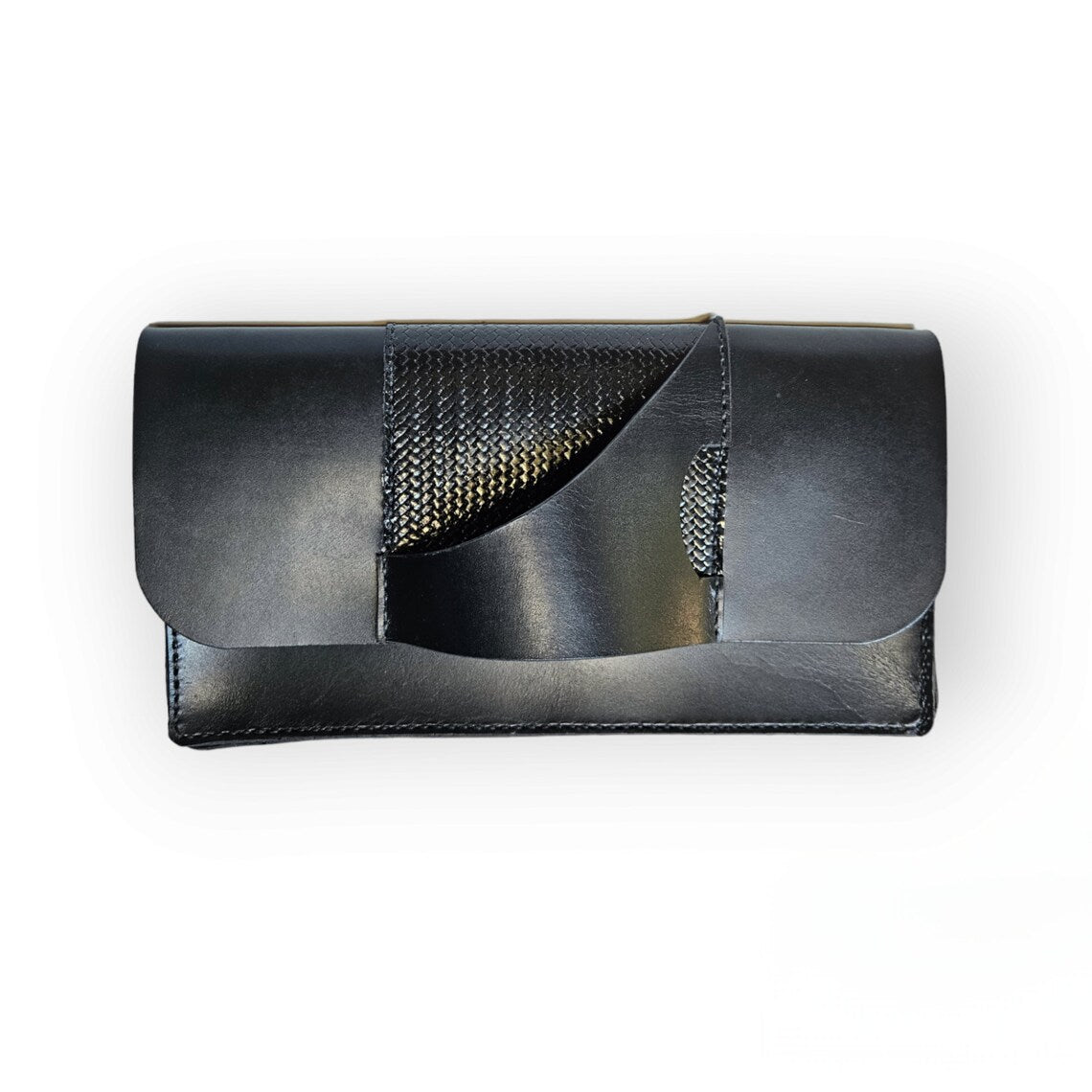 Matte Black Leather Rivet Hand Strap Clutch Bag - Edgy Daily Matching Hand Bag