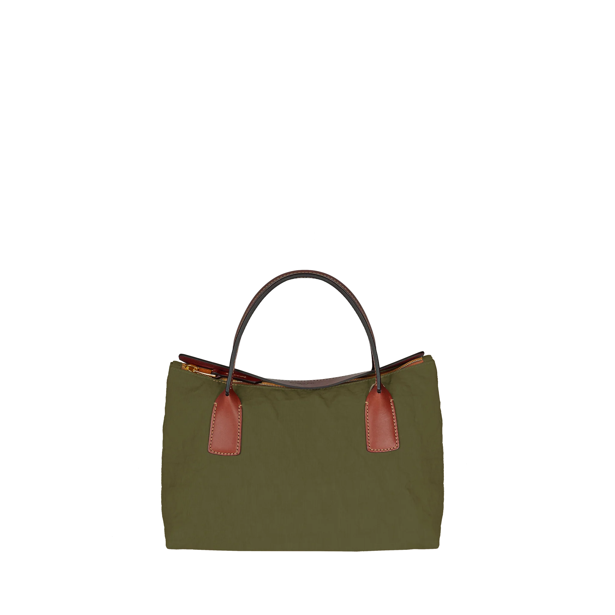 Contrast Leather Handle Zipper Tote Bag – Minimal Daily Multi-Wear Bag
