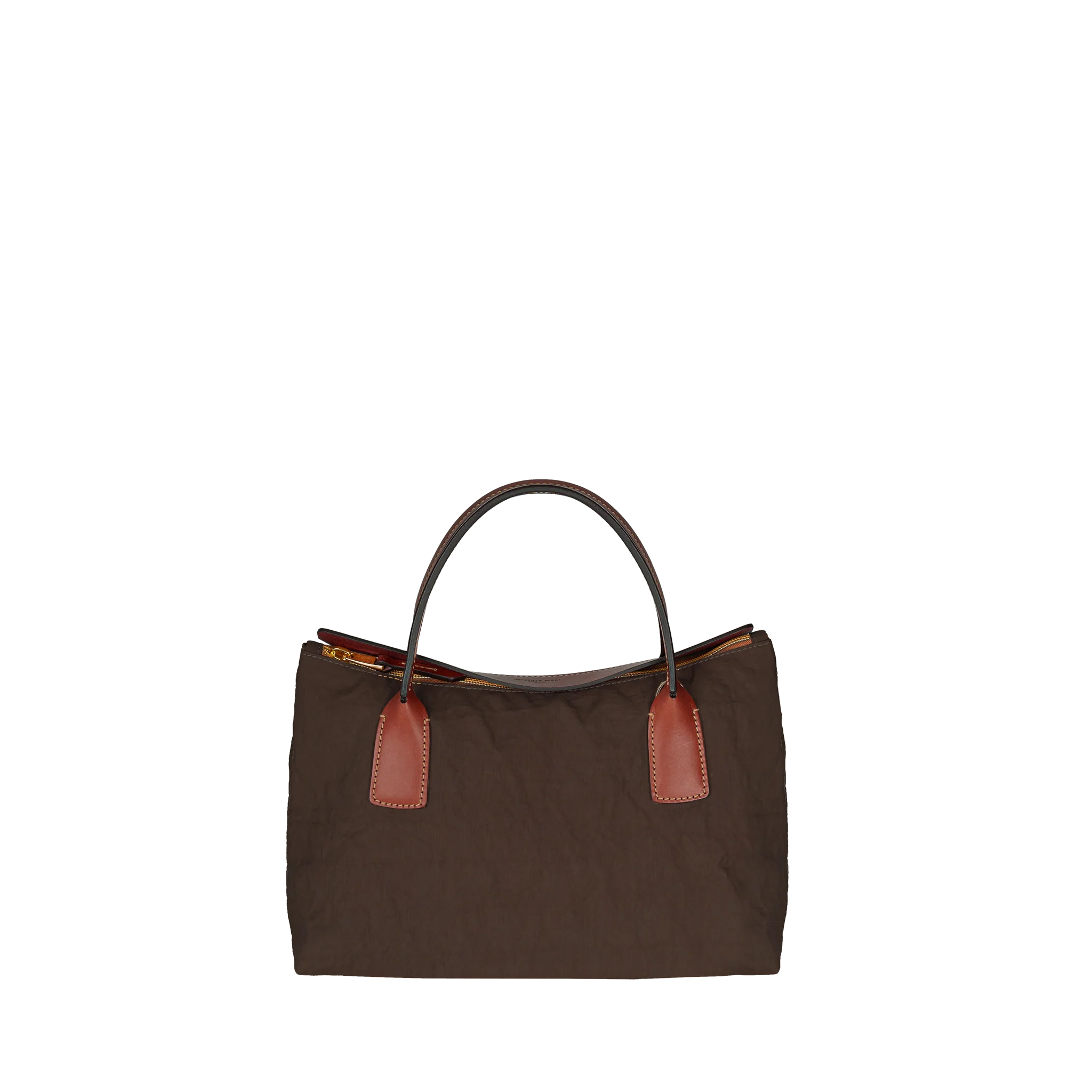 Contrast Leather Handle Zipper Tote Bag – Minimal Daily Multi-Wear Bag