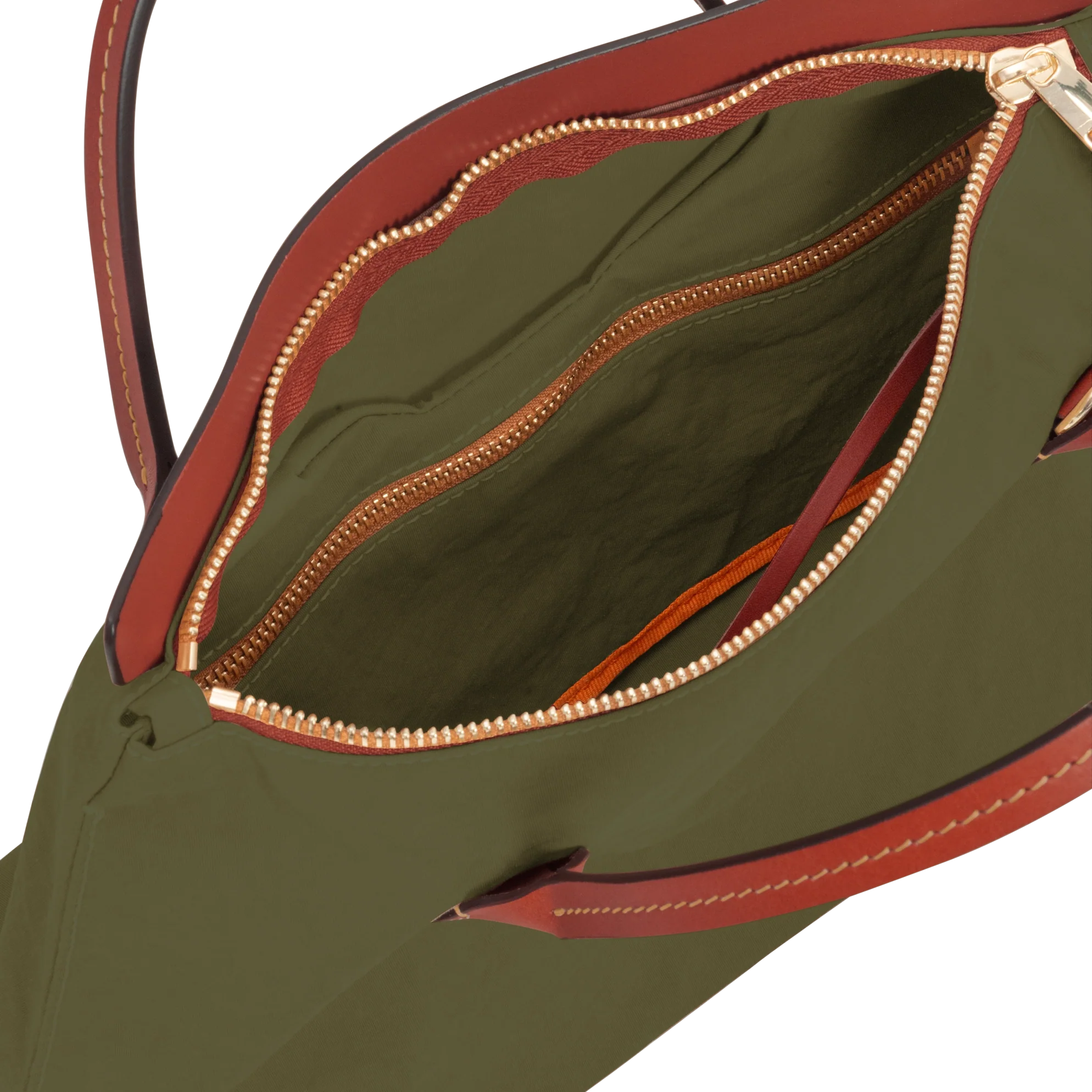Contrast Leather Handle Zipper Tote Bag – Minimal Daily Multi-Wear Bag