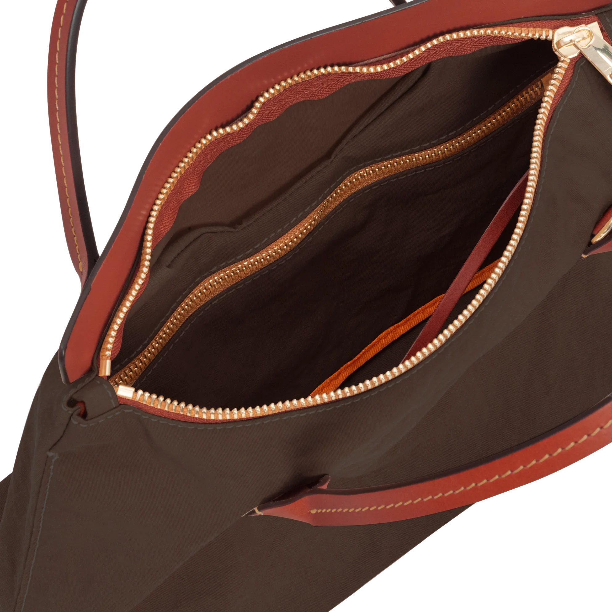 Contrast Leather Handle Zipper Tote Bag – Minimal Daily Multi-Wear Bag