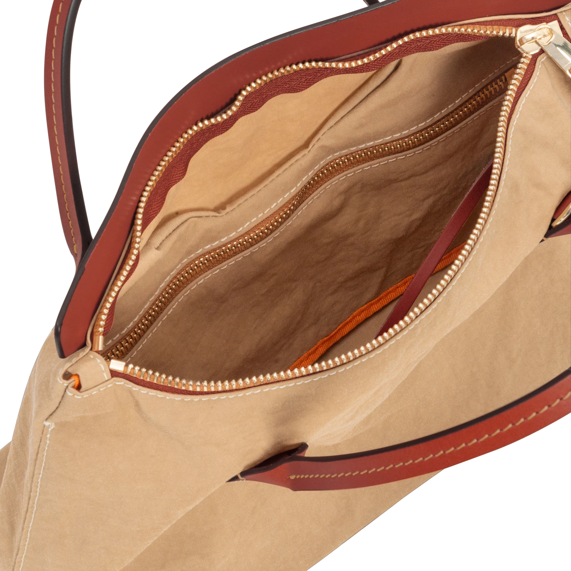 Contrast Leather Handle Zipper Tote Bag – Minimal Daily Multi-Wear Bag